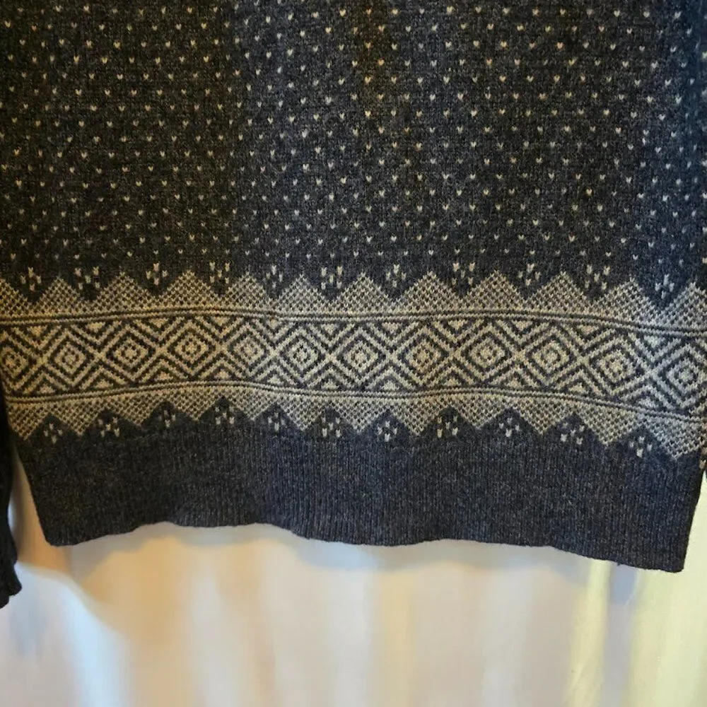 J.CREW MERCANTILE FAIR ISLE MENS PULLOVER SWEATER BLUE WHITE LONG SLEEVE MEDIUM